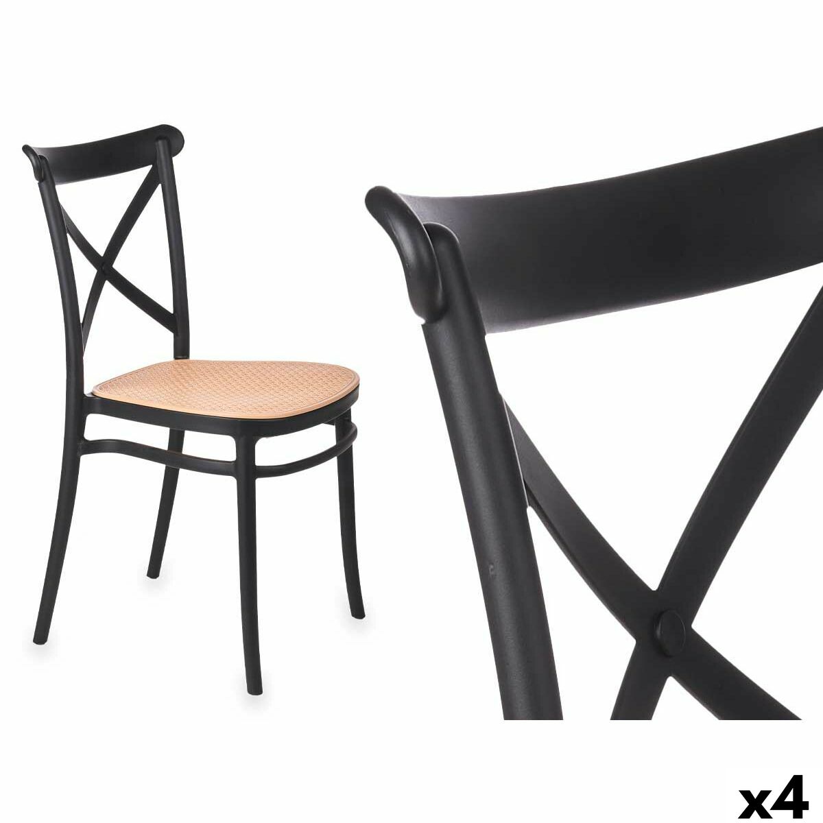 Silla Gift Decor Negro Beige 4 Unidades